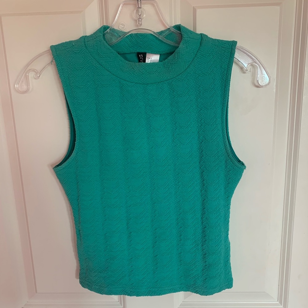 H&M CYAN HIGH NECK TANK TOP